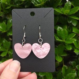Pearly Pink Heart Earrings